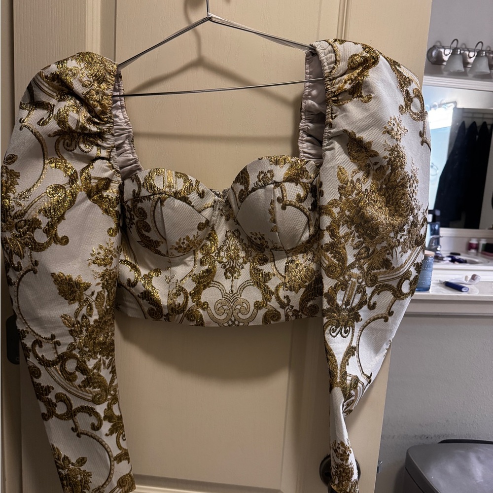 Baroque Gold and White Women's Blouse